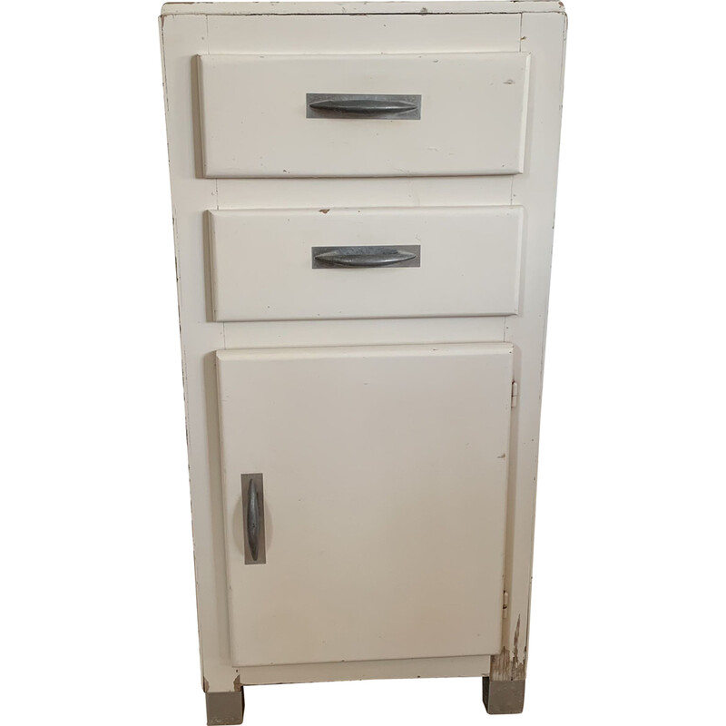 Vintage white storage unit with 2 drawers and 1 door