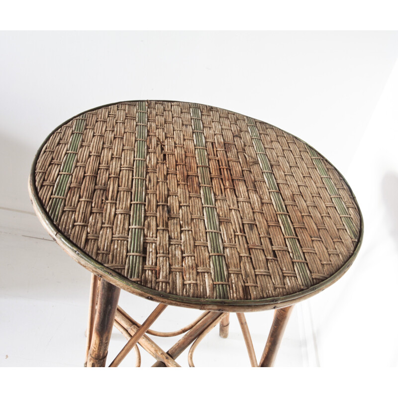 Mid century osier and rattan side table - 1960s