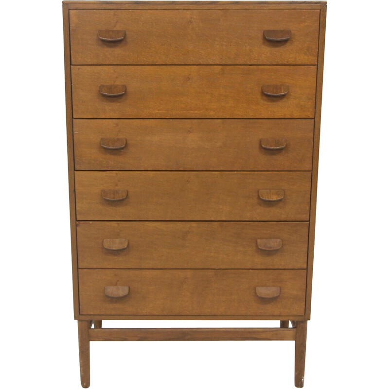 Vintage "Tallboy" oak chest of drawers by Poul Volther, Denmark 1960