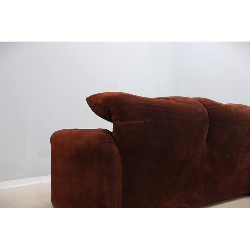 Vintage Maralunga 2-seater leather sofa by Vico Magistretti for Cassina, Sweden 1970