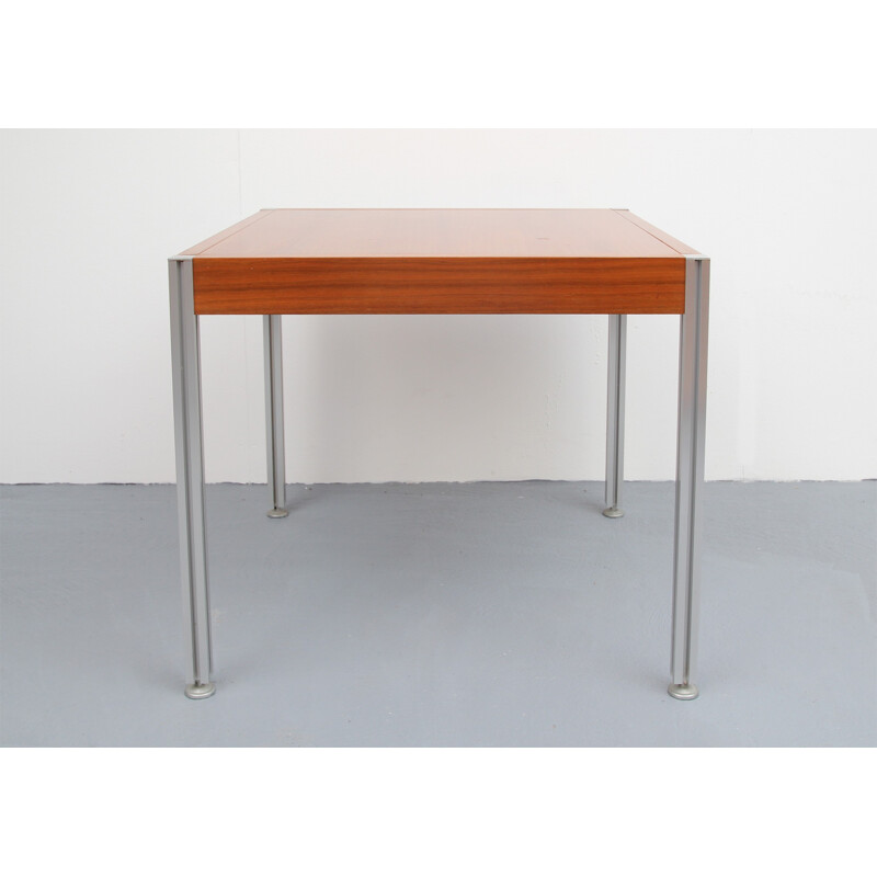 Vintage aluminium en teakhouten salontafel, 1970