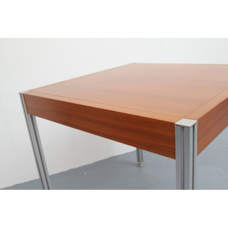 Tavolino vintage in alluminio e teak, 1970