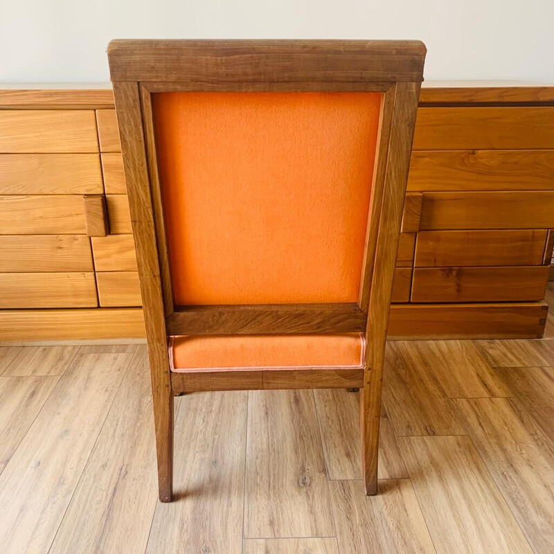 Fauteuil vintage en velours orange