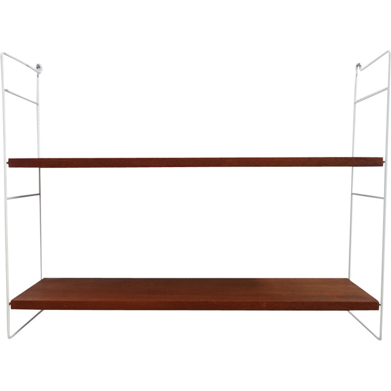 Wall shelf in white metal with 2 layers by Nils & Kajsa Strinning - 1960s