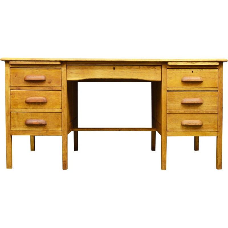 Mid-Century solid oak desk - 1960s