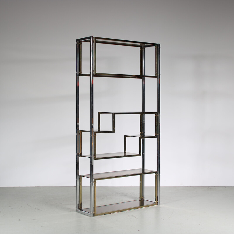 Vintage room divider in smoked glass, Italy 1970