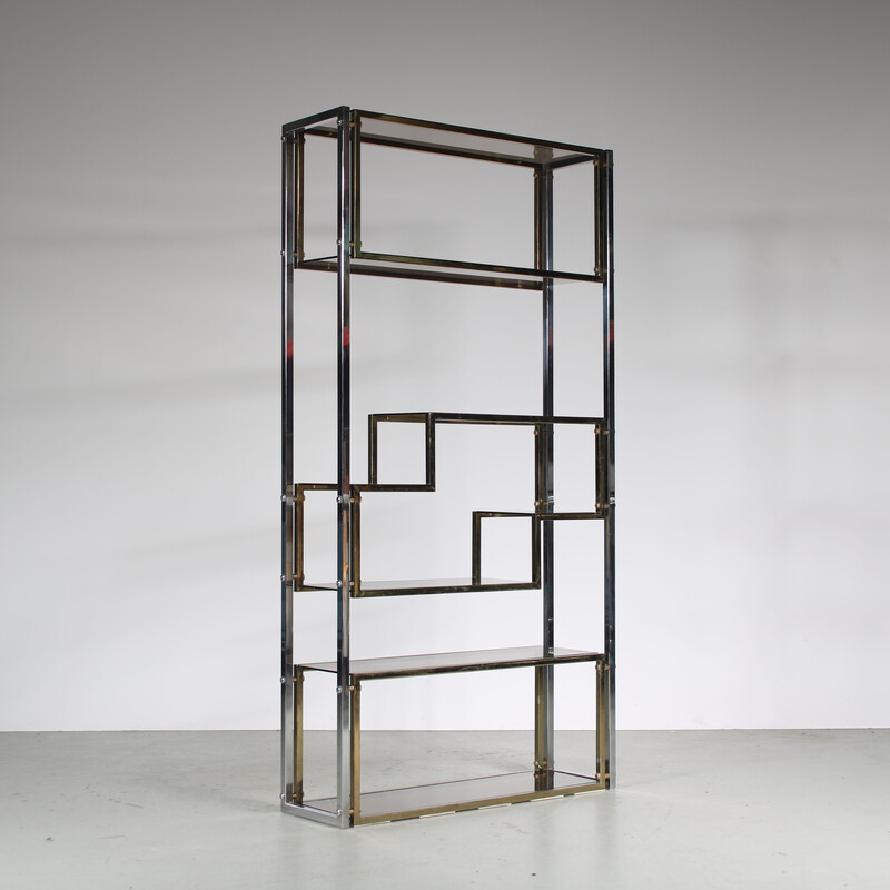 Vintage room divider in smoked glass, Italy 1970