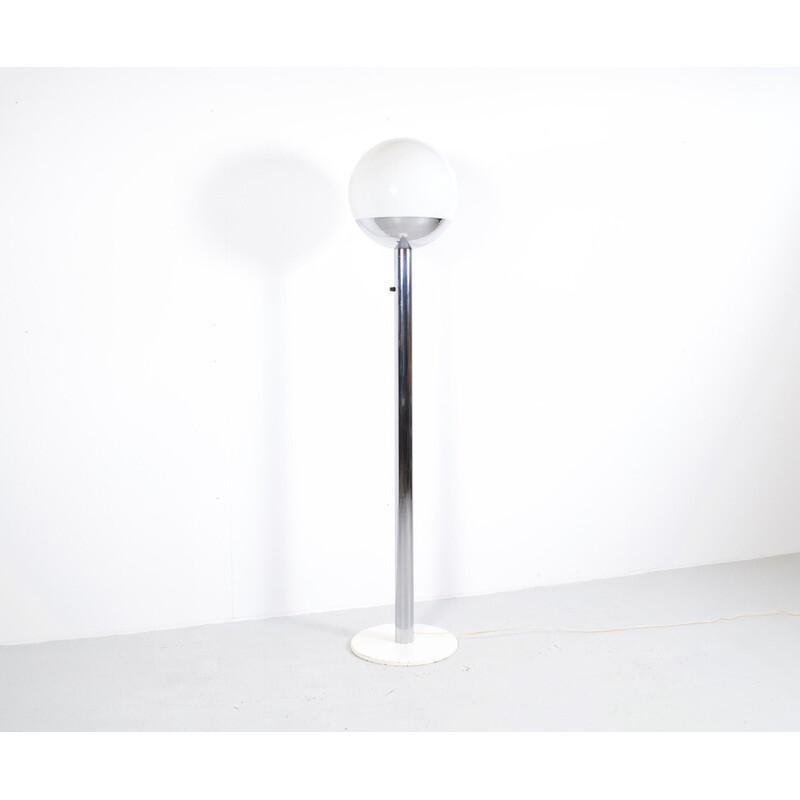 Vintage model P 428 floor lamp in chrome steel and glass by Pia Guidetti Crippa for Luci Illuminazione, 1970