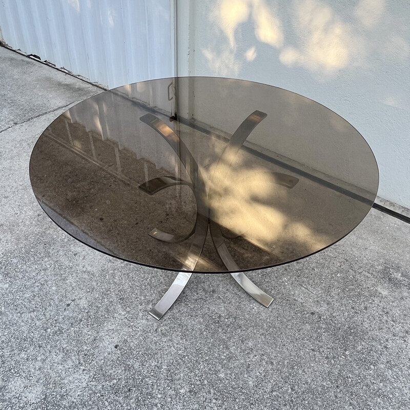 Table vintage T69 en verre par Osvaldo Borsani et Eugenio Gerli pour Tecno, Italie 1960