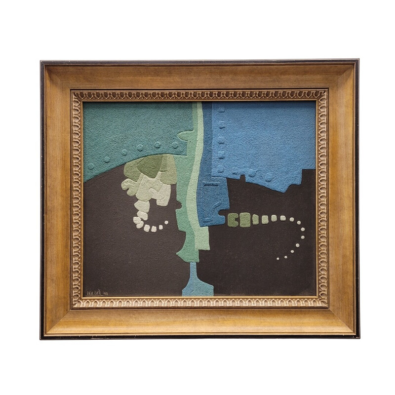 Vintage painting “Abstracción” by Ángel Cuesta, 1989