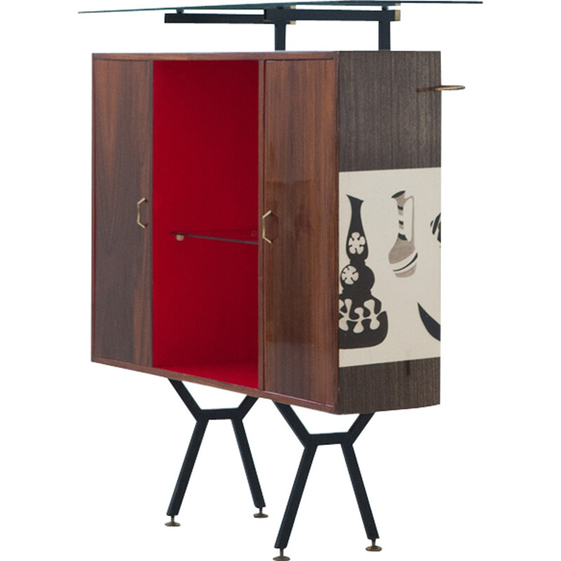 Mid-century Italian cabinet in glass and iron - 1950s