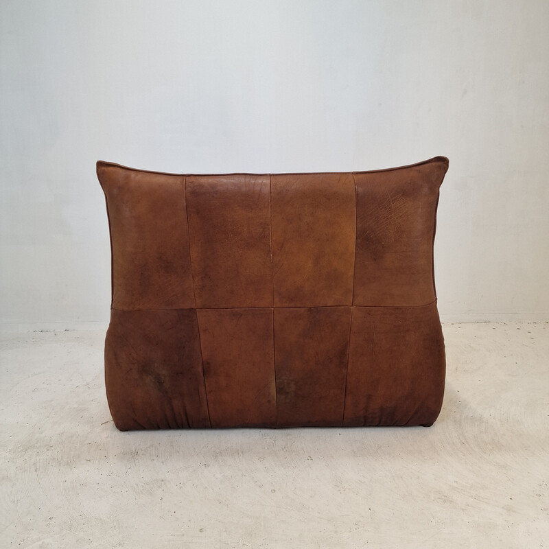 Vintage 2-seater sofa “The Rock” in brown leather by Gerard Van Den Berg for Montis, 1970