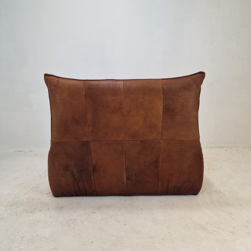 Vintage 2-seater sofa “The Rock” in brown leather by Gerard Van Den Berg for Montis, 1970