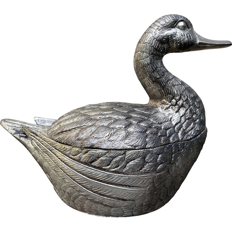 Vintage metal duck-shaped ice bucket by Mauro Manetti, 1970