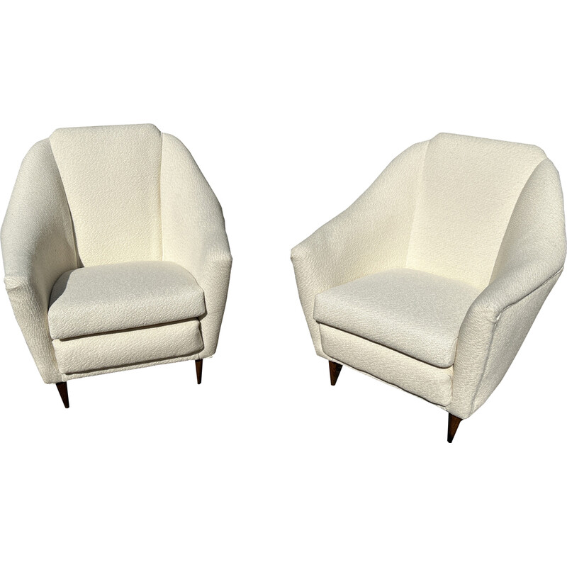 Pair of vintage woolen armchairs, Italy 1950