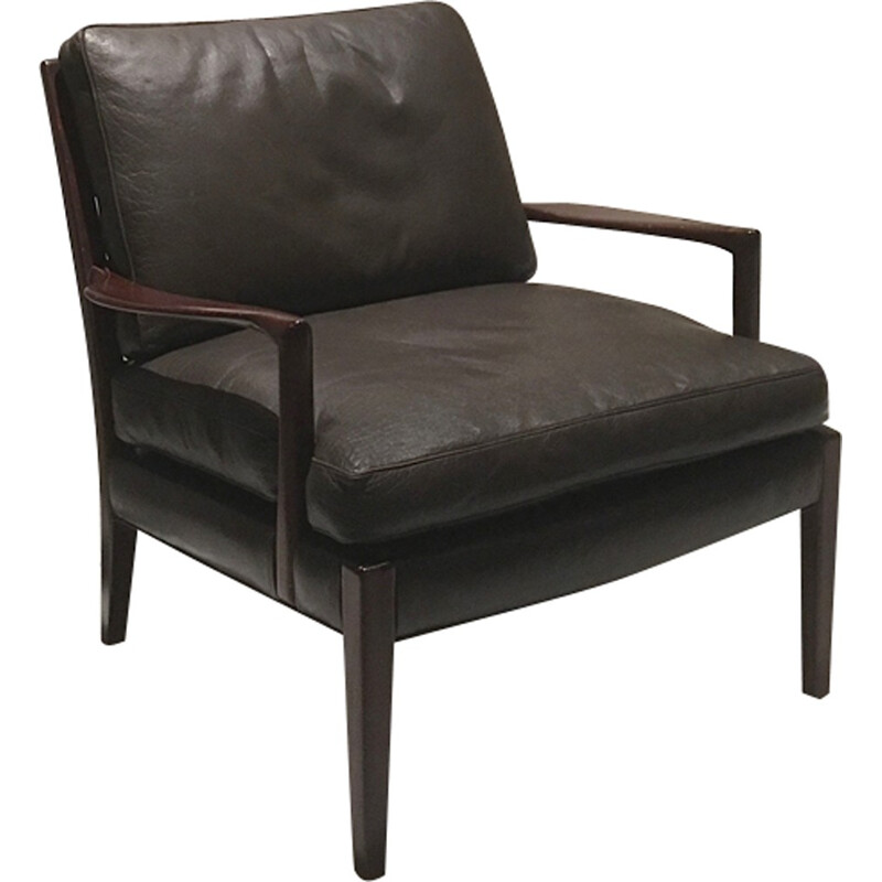 Black leather Lounge Chair by Arne Norell - 1960s