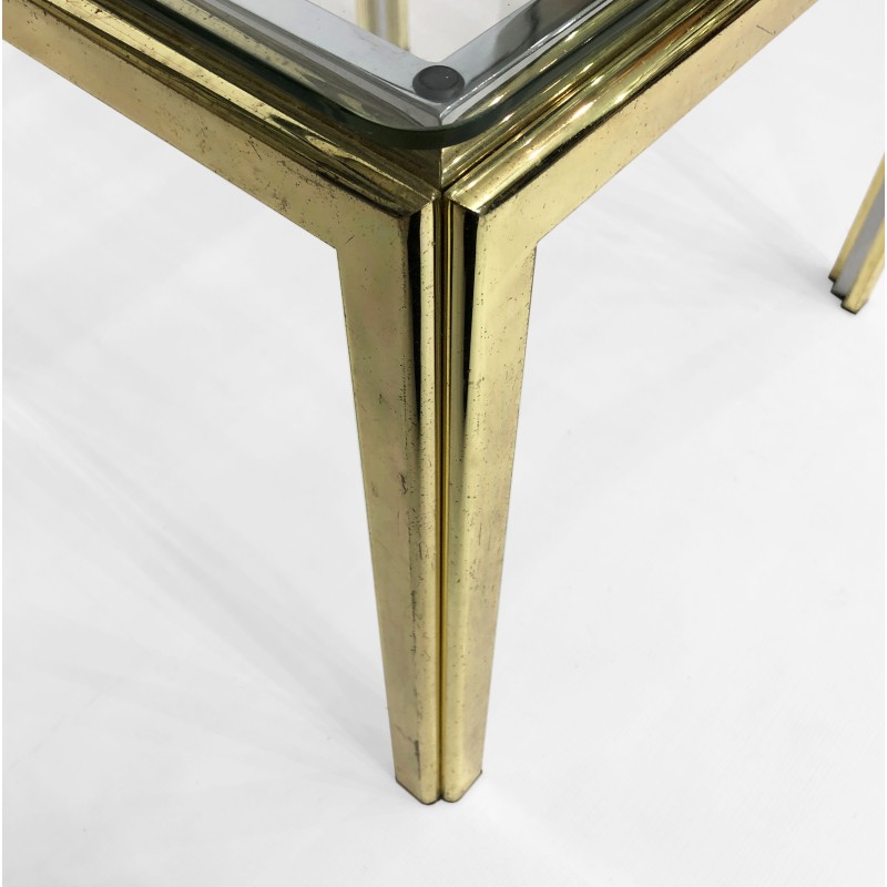 Vintage brass and chrome side table by Renato Zevi, Italy 1970