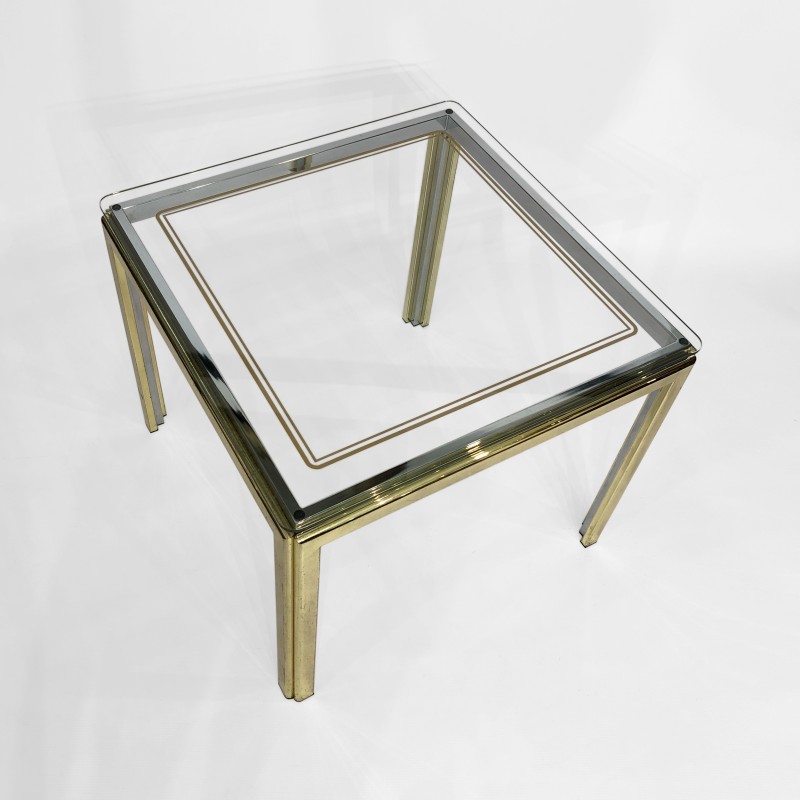 Vintage brass and chrome side table by Renato Zevi, Italy 1970