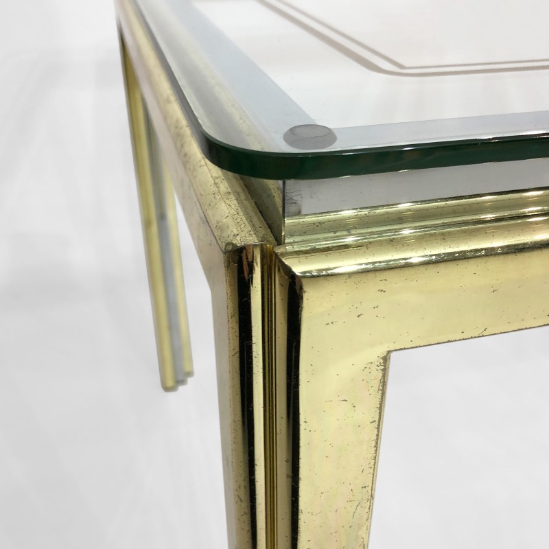 Vintage brass and chrome side table by Renato Zevi, Italy 1970