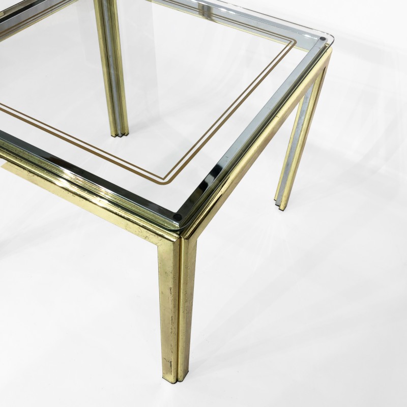 Vintage brass and chrome side table by Renato Zevi, Italy 1970