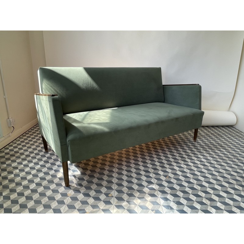 Vintage 3-seater sofa in wood and fabric, Denmark 1960