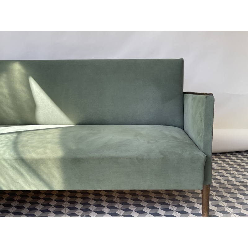 Vintage 3-seater sofa in wood and fabric, Denmark 1960