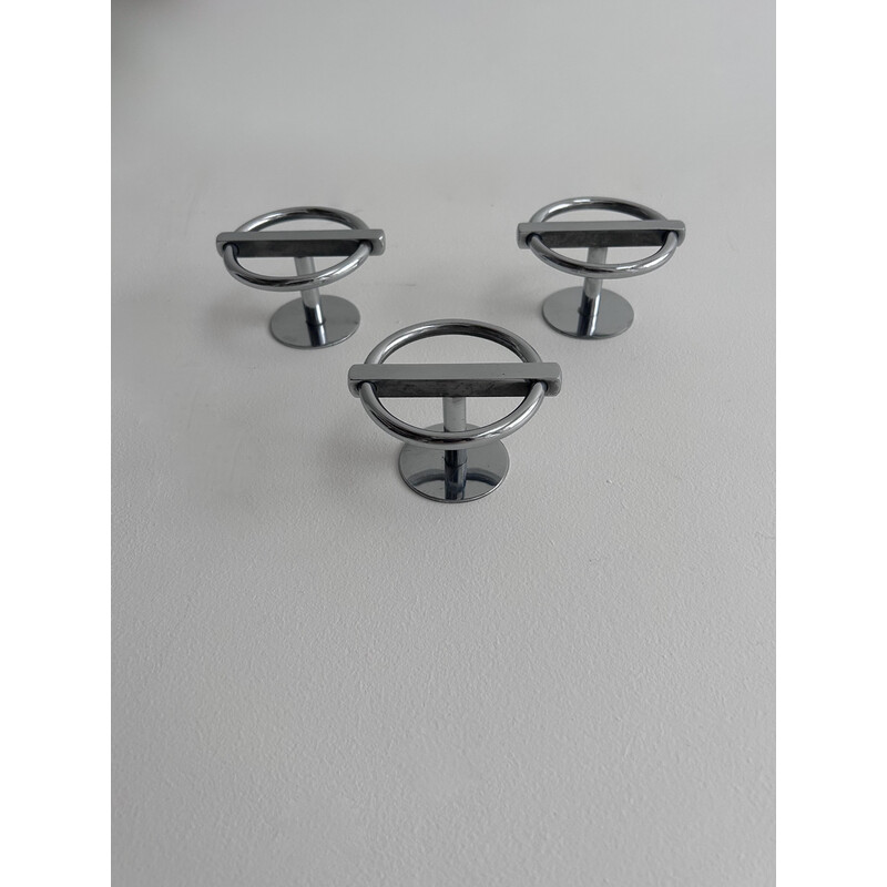 Set of 3 vintage chrome-plated brass coat hooks by Jean Royère, France 1930
