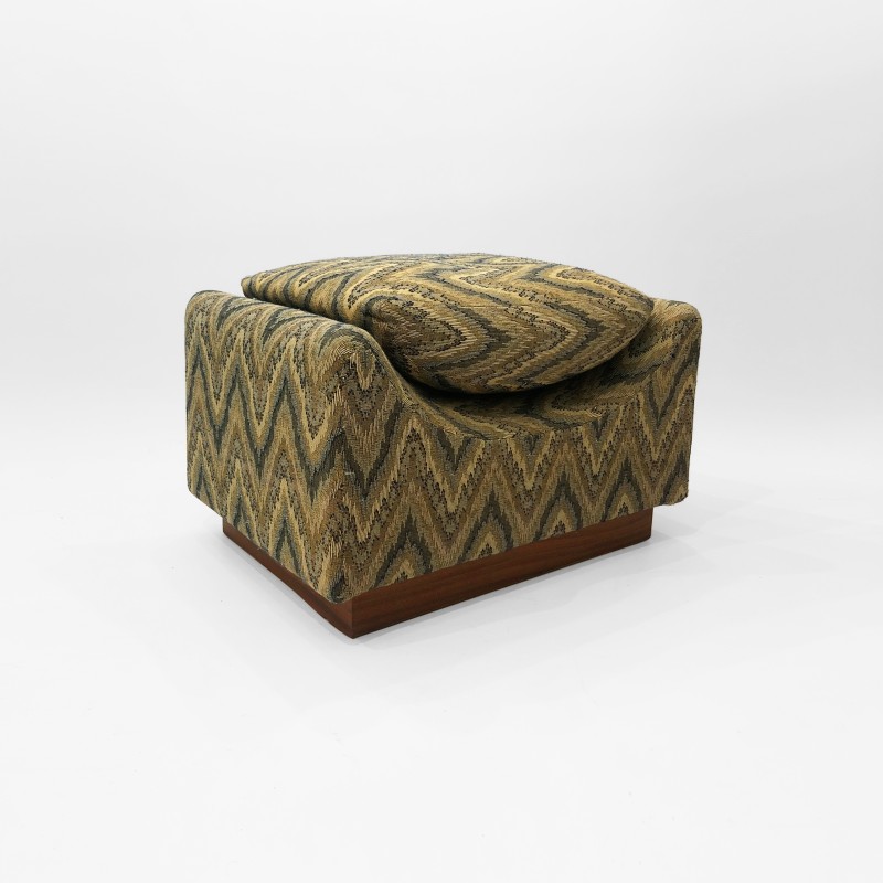 Vintage Missoni wood and fabric stool, Italy 1960