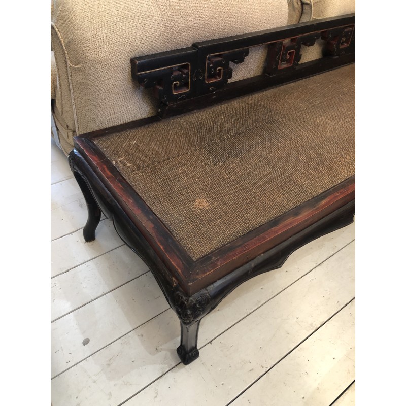 Vintage hardwood and rattan daybed, China 1900