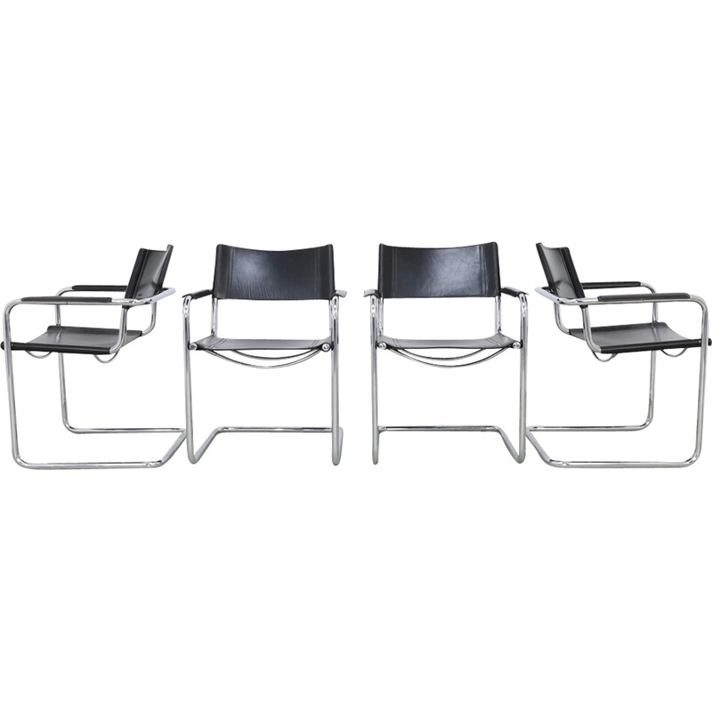 Set of 4 vintage MG5 chairs with tubular frame for Matteo Grassi