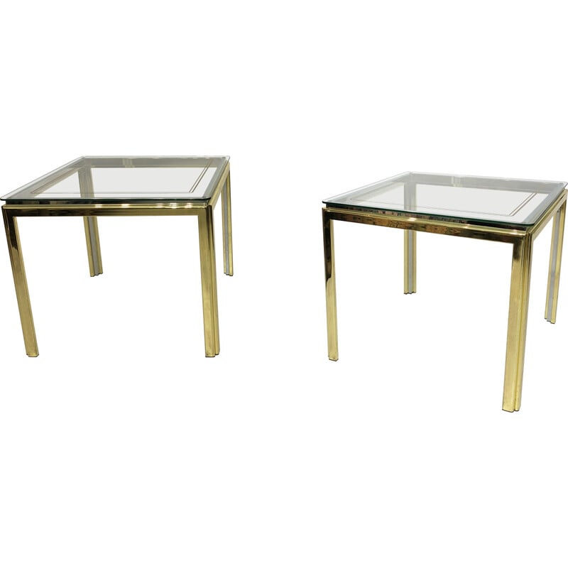 Vintage brass and chrome side table by Renato Zevi, Italy 1970