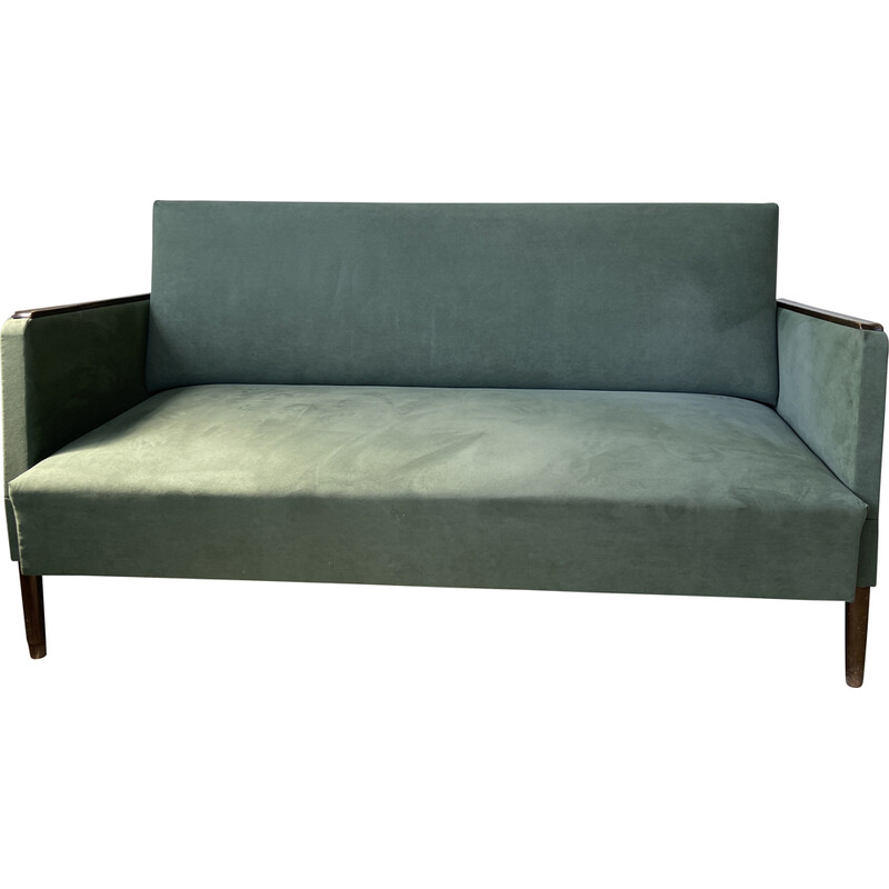 Vintage 3-seater sofa in wood and fabric, Denmark 1960