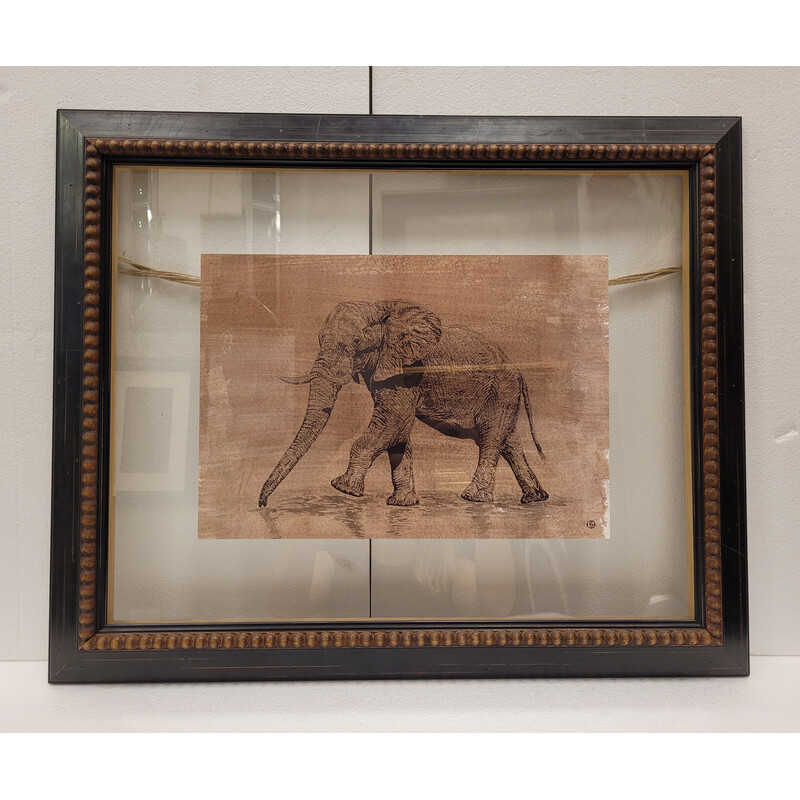 Vintage painting representing an elephant drawing for Roche Bobois