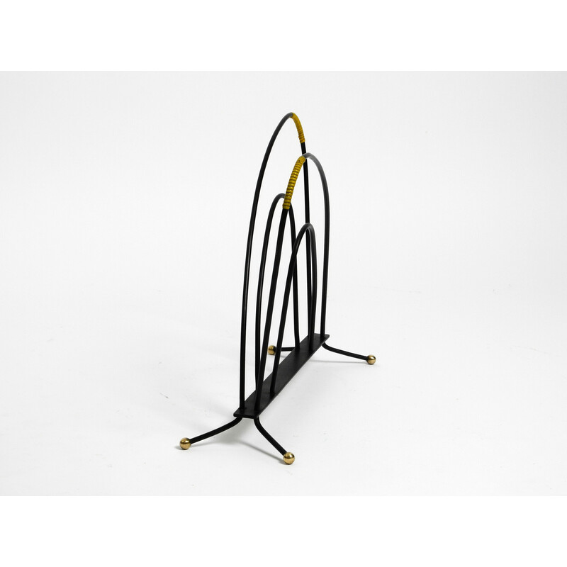 Vintage iron and brass magazine rack, 1950