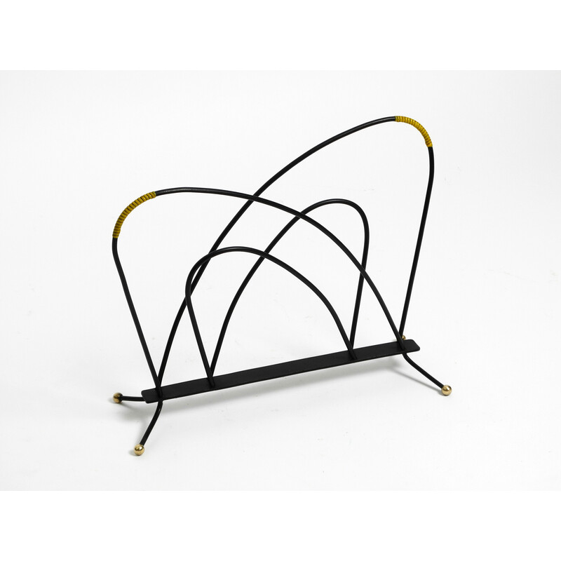 Vintage iron and brass magazine rack, 1950