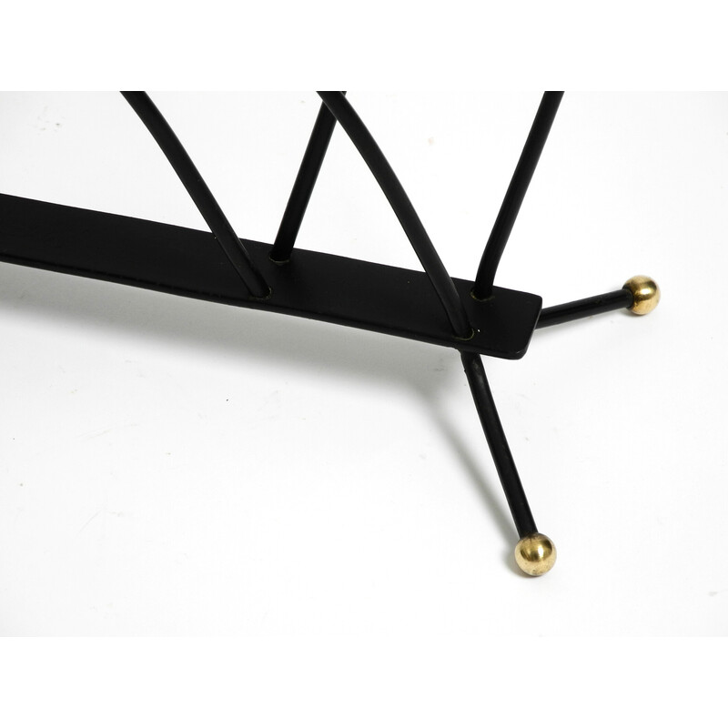 Vintage iron and brass magazine rack, 1950