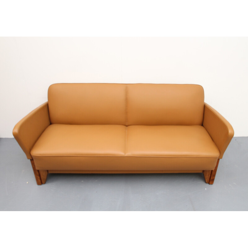 Sofa in leather cognac color - 1950s