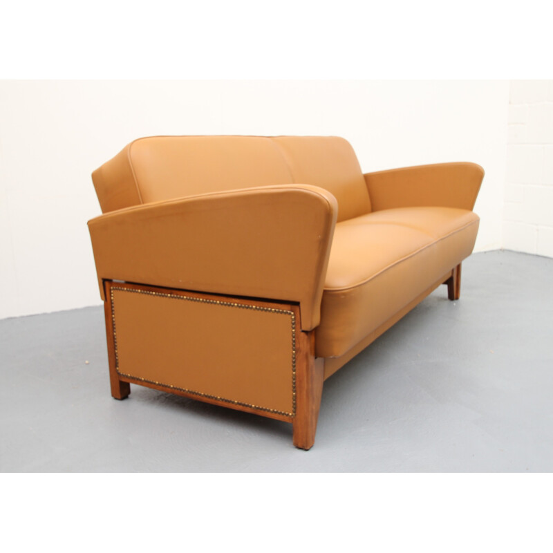 Canapé en cuir de couleur cognac - 1950