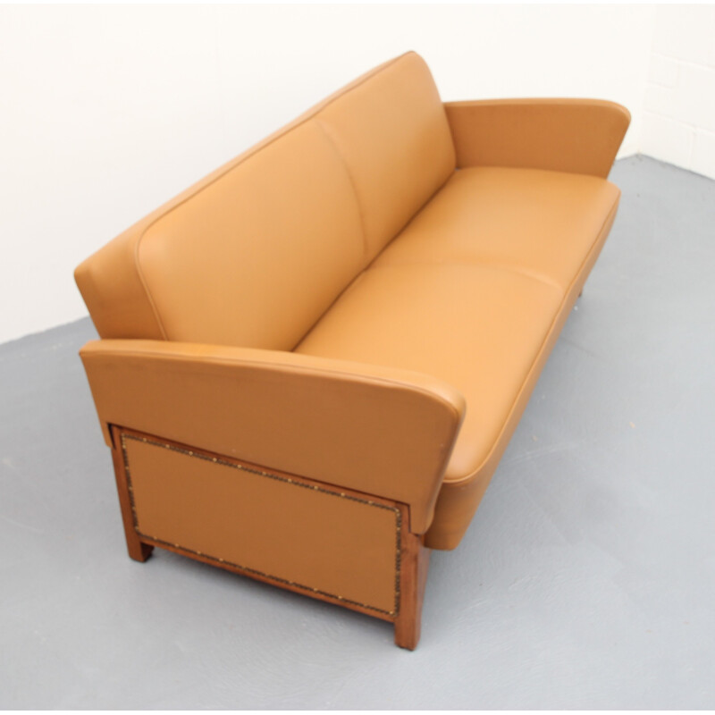 Sofa in leather cognac color - 1950s