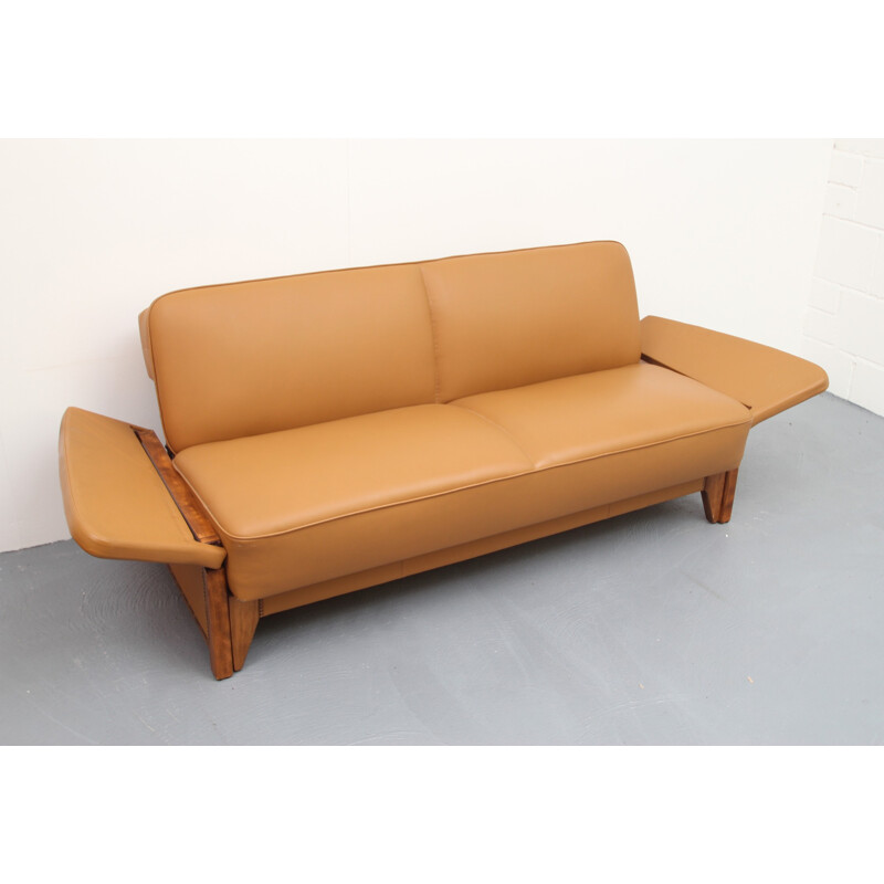 Sofa in leather cognac color - 1950s