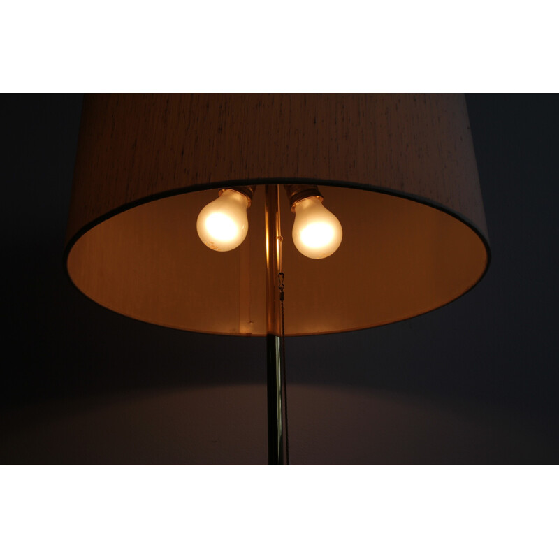 Lampadaire en laiton avec abat-jour beige - 1950