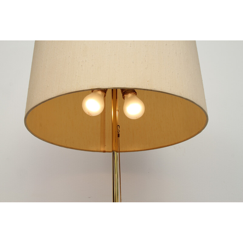 Brass floor lamp with beige lampshade - 1950s