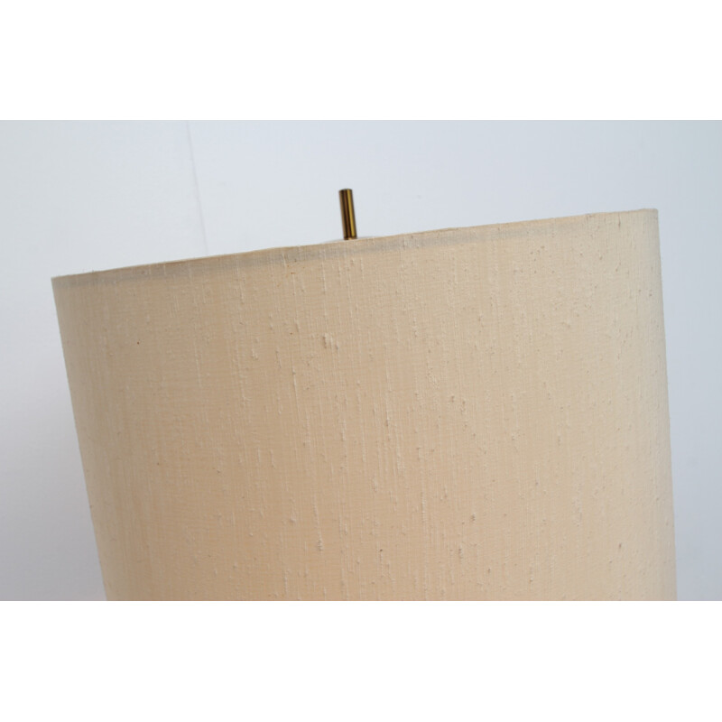 Lampadaire en laiton avec abat-jour beige - 1950