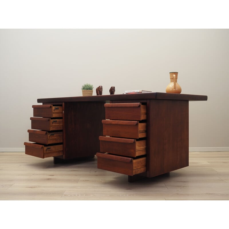 Vintage mahogany veneer and solid wood desk, Denmark 1960