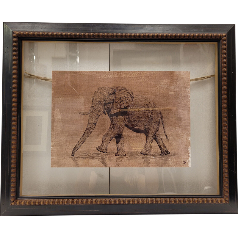 Vintage painting representing an elephant drawing for Roche Bobois