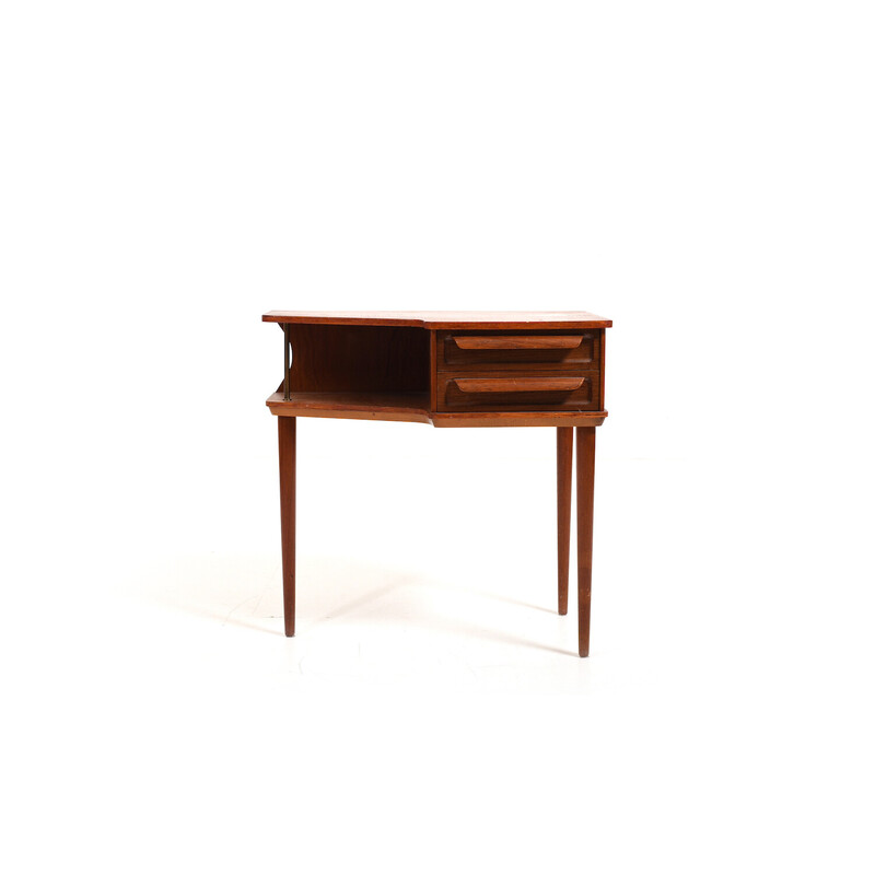 Vintage teak and brass side table by Johannes Andersen, 1950