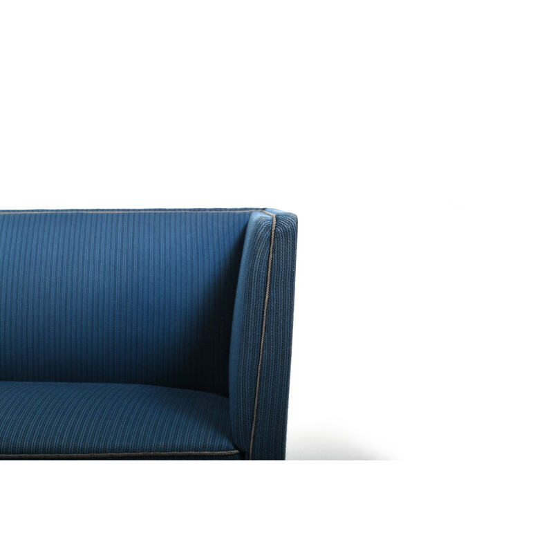 Vintage 3-seater sofa in blue fabric by Frits Henningsen, Denmark 1930