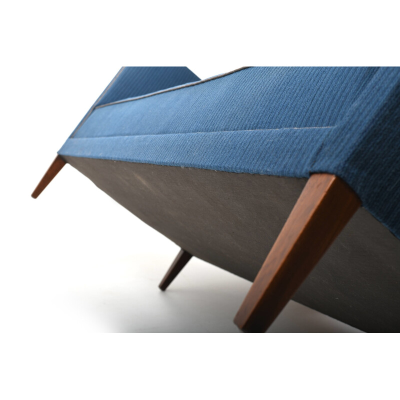 Vintage 3-seater sofa in blue fabric by Frits Henningsen, Denmark 1930