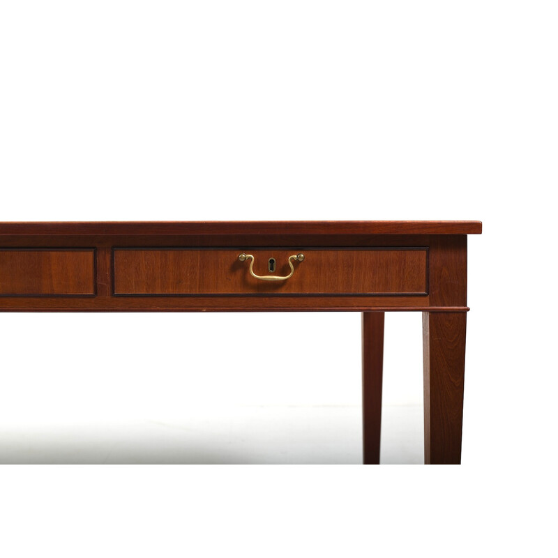 Vintage wood and brass desk by Frits Henningsen, Denmark 1940