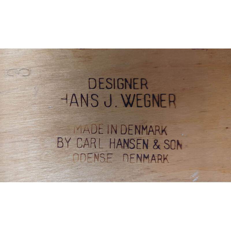 Chaise vintage Sawbuck en cuir par Hans Wegner pour Carl Hansen et Fils, 1950